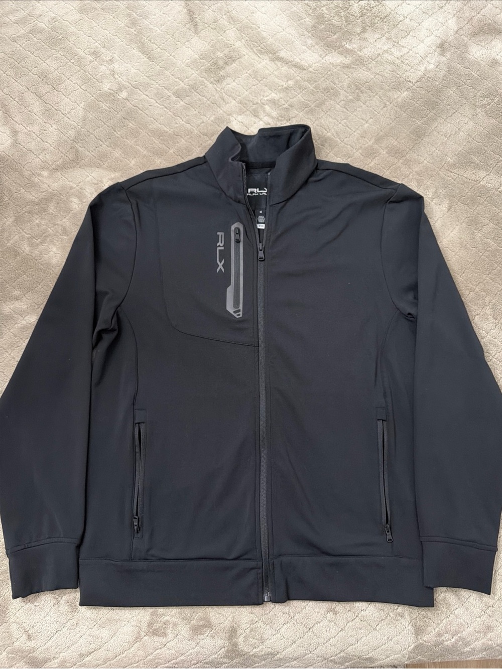 RLX Ralph Lauren Polo Jacket Size Medium Black Performance Stretch Full Zip NWOT